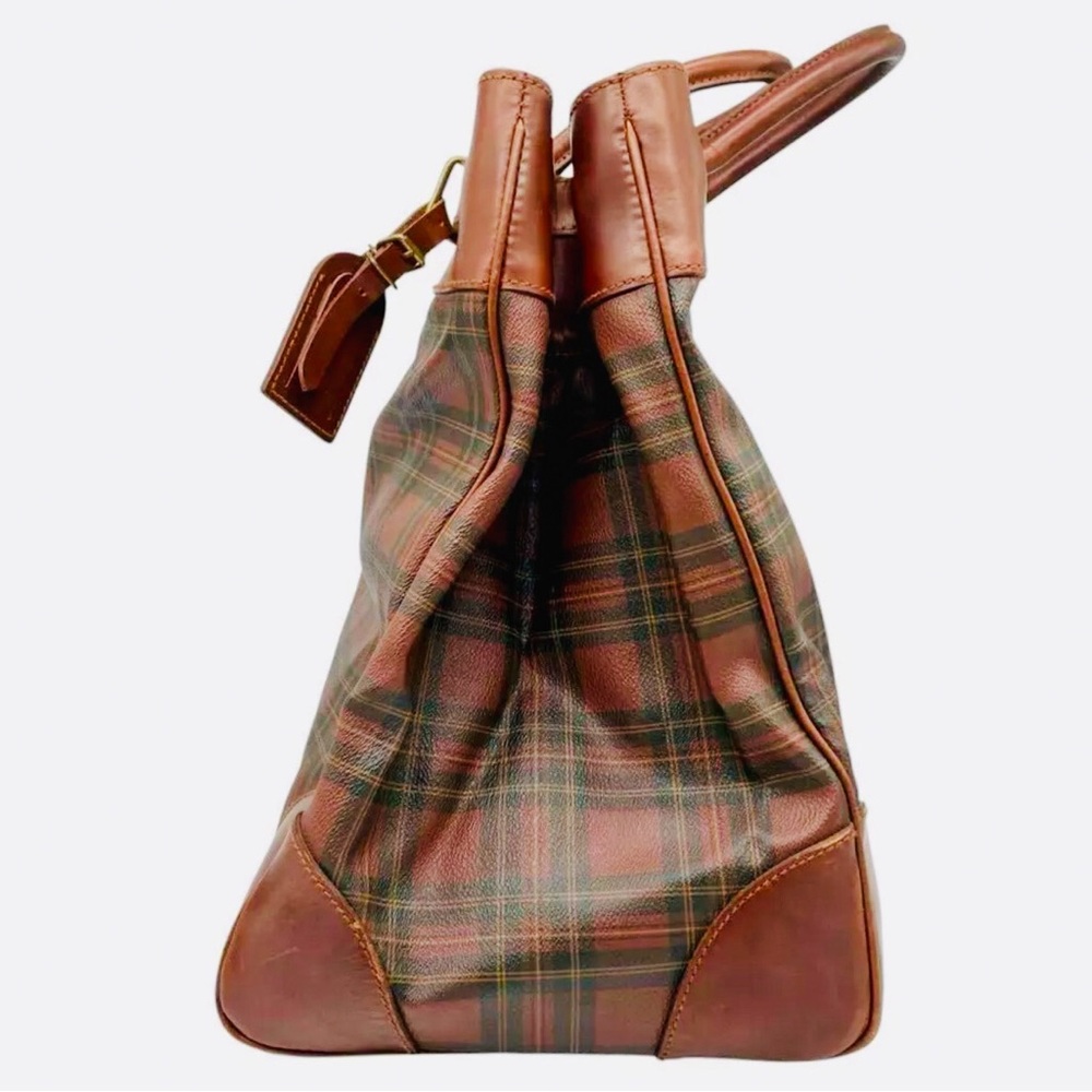 RALPH LAUREN Tartan Plaid Doctors Weekend Top Handle Buckle Closure Travel Bag - Picture 6 of 17